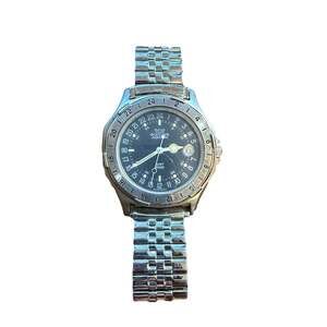 Glycine Airman 2000 GMT Swiss Quartz Watch 38mm 24-Hour Black Dial